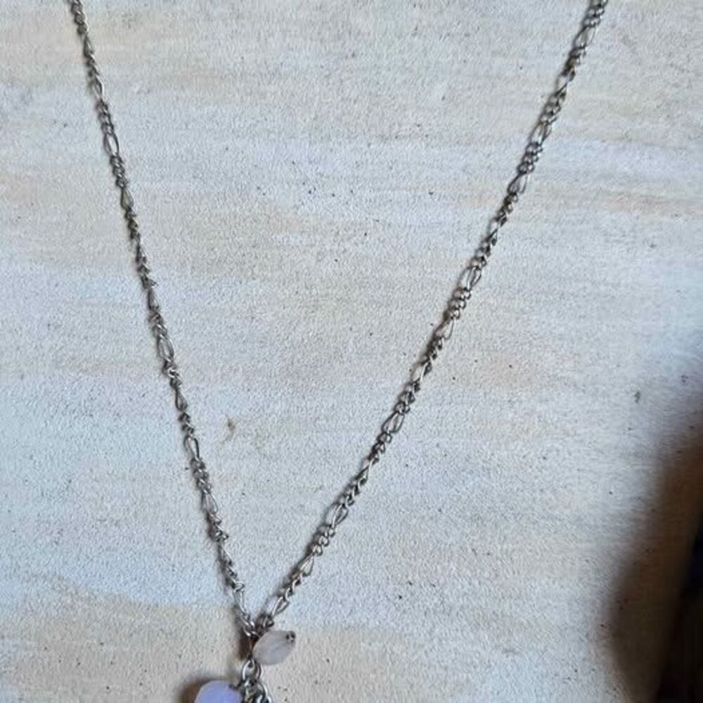 Pre-Owned Silver-Tone Lock & Key Charm Necklace with Pastel Beads